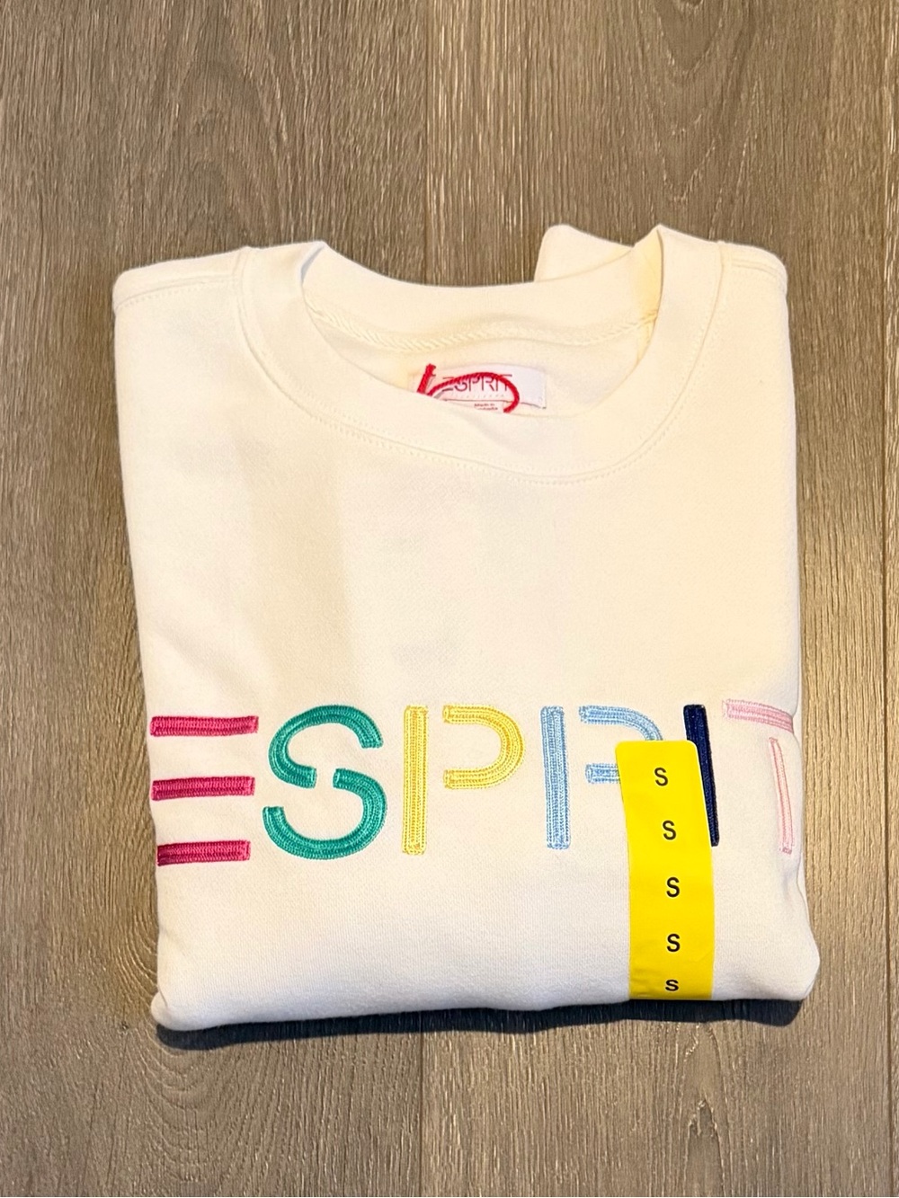 Esprit Crewneck Sweatshirt White Retro Logo NWT Size Small 80s Style - Picture 5 of 6